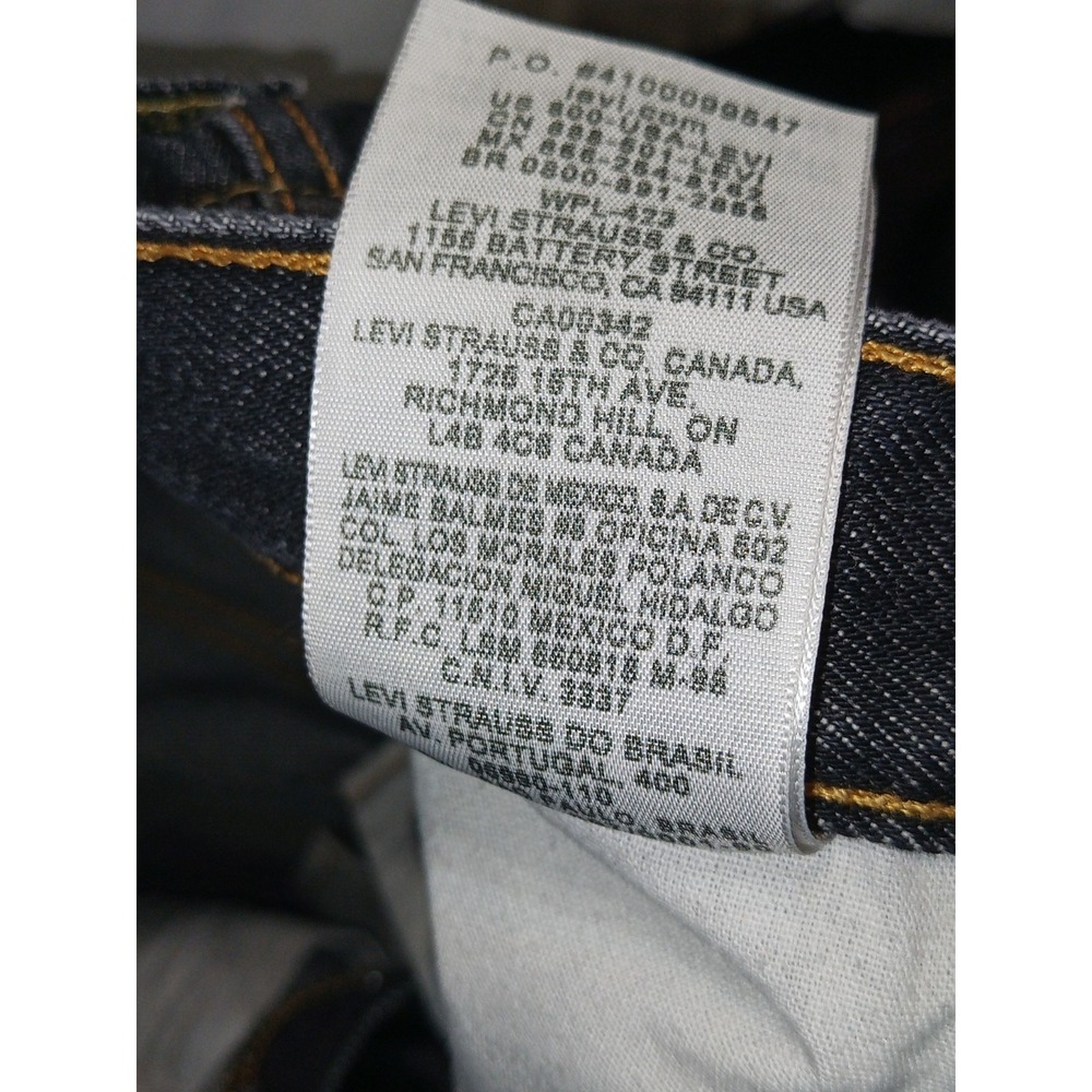 Levi'sโ 501 Jeans Mens 34x32 Black Button Fly Straight Distressed Denim - Picture 13 of 14